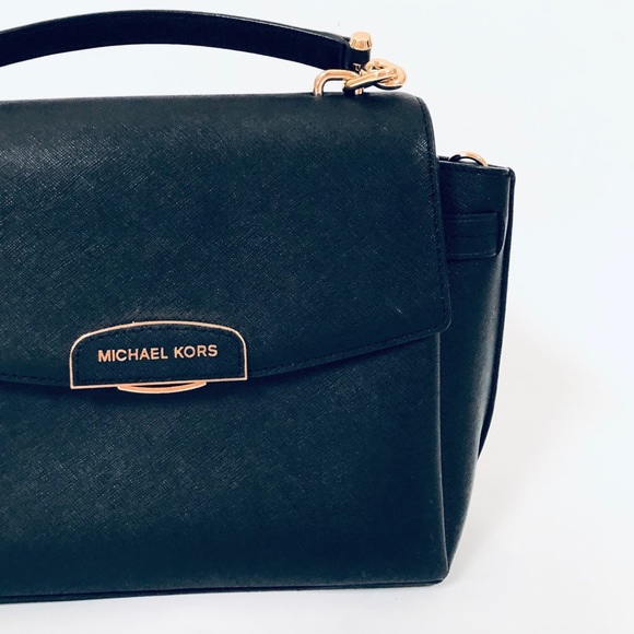 Michael Kors Rochelle black leather satchel tote